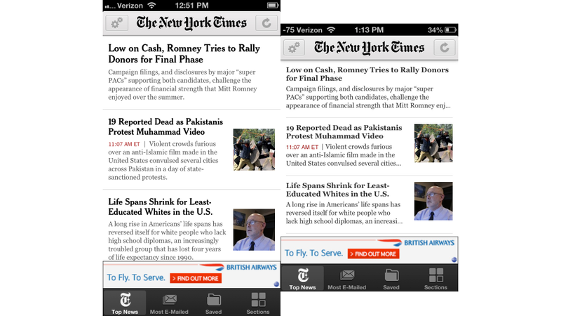 Illustration for article titled How Your Favorite Apps Look on the iPhone 5 vs. the iPhone 4S